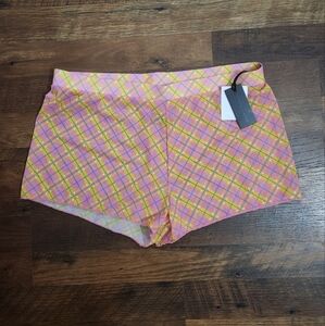 Women's Kendall + Kylie Plaid Swimsuit Cover Shorts Size M